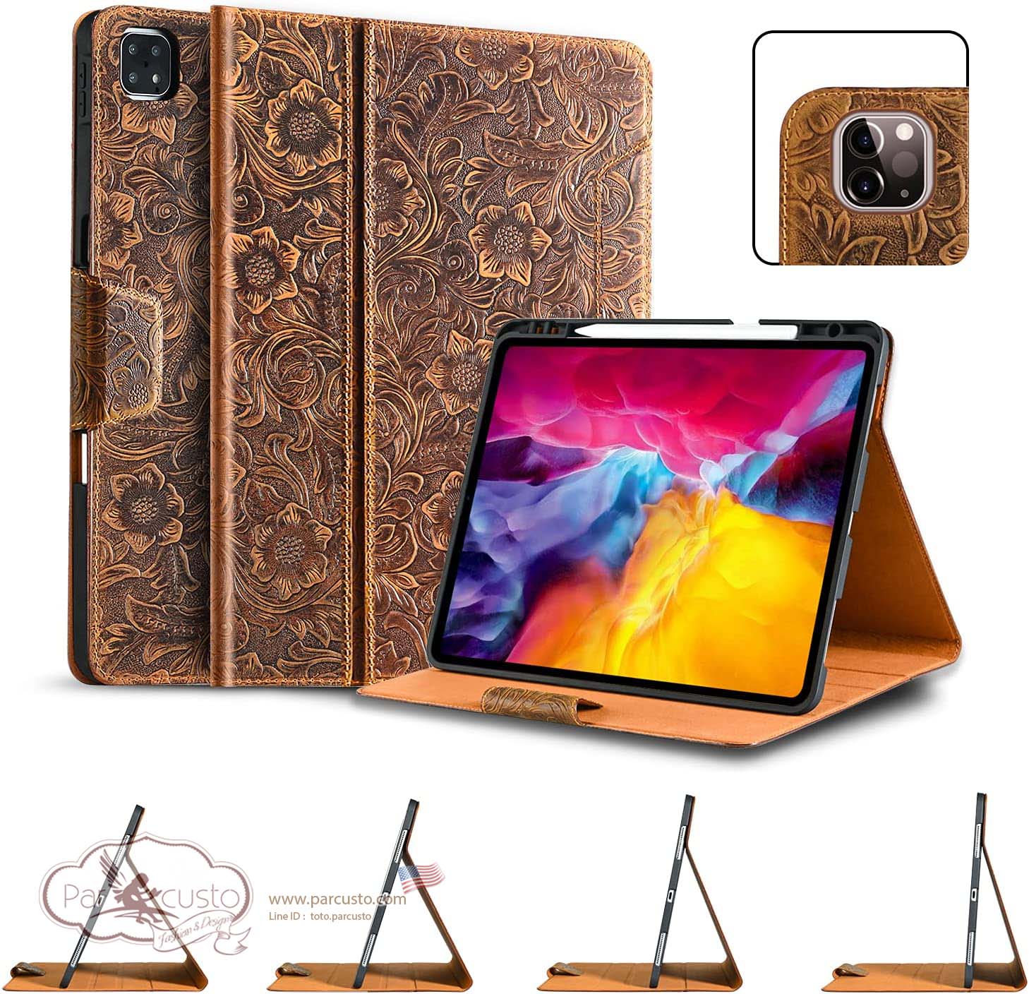 เคสหนังแท้ Apple iPad Pro 12.9 inch 5th 2021 [Tangcao Brown] จาก Gexmil [Preorder USA]