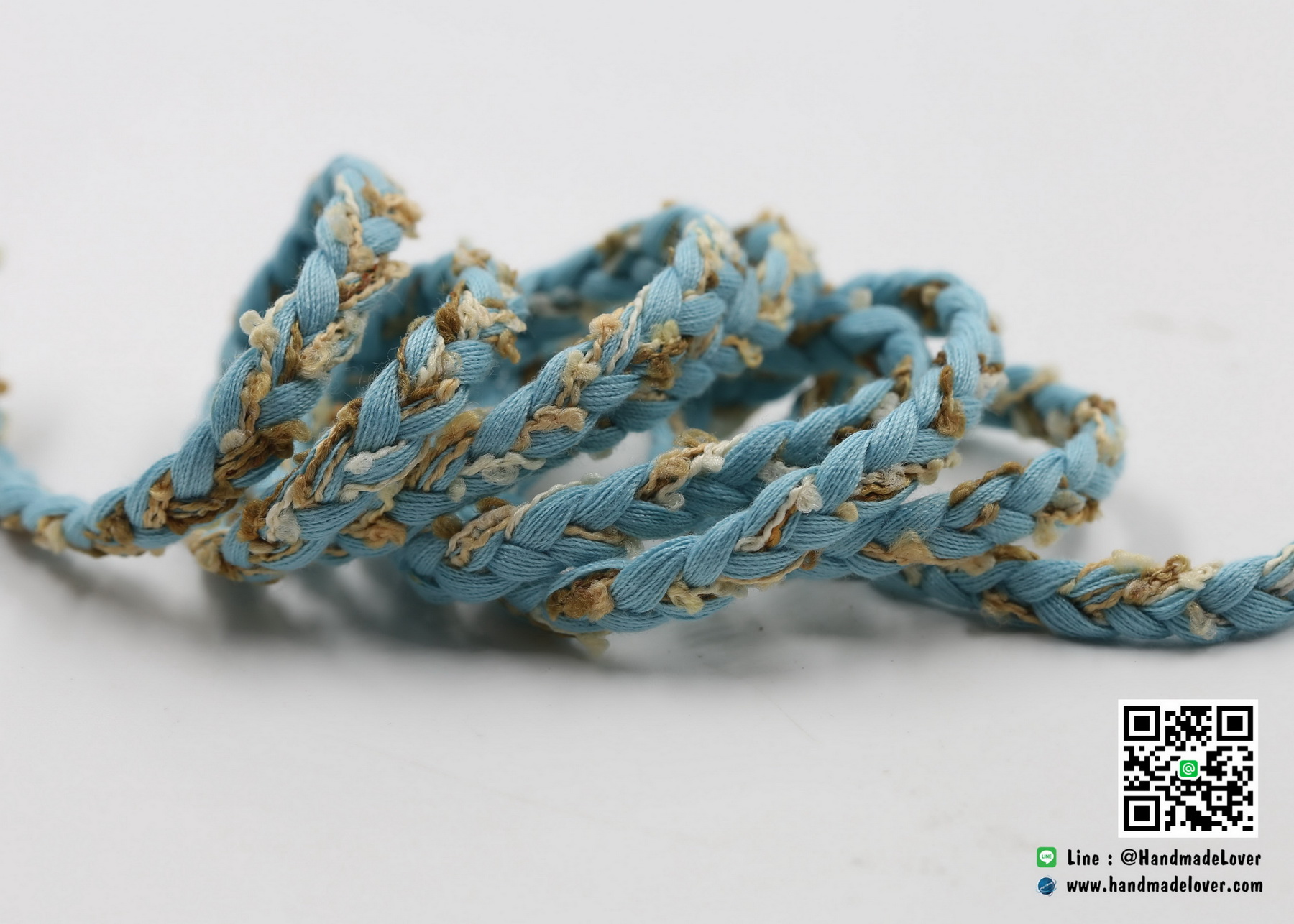 ผ้าถัก สีฟ้า ขนาด กว้าง 9 มม.