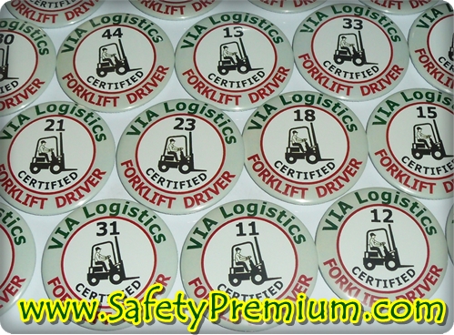 ตัวอย่างเข็มกลัด Forklift Driver 58 mm