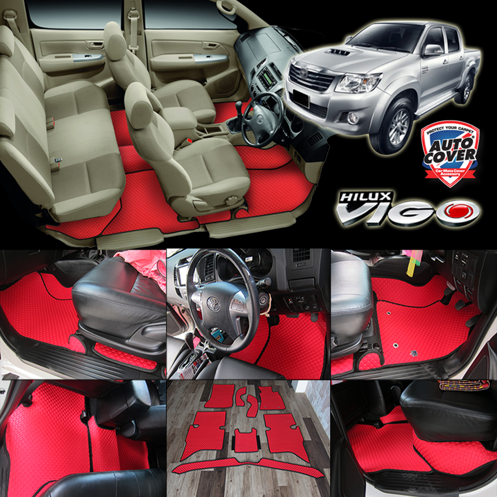 พรมปูพื้นรถยนต์ พรมกระดุม รถ TOYOTA VIGO 4 DOOR ปี 2005-2015 ชุดภายในห้องโดยสาร จำนวน 8 ชิ้น