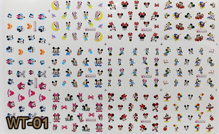 สติ๊กเกอร์ติดเล็บ แต่งเล็บ ลอกลายน้ำ แผ่นใหญ่ รหัส WT