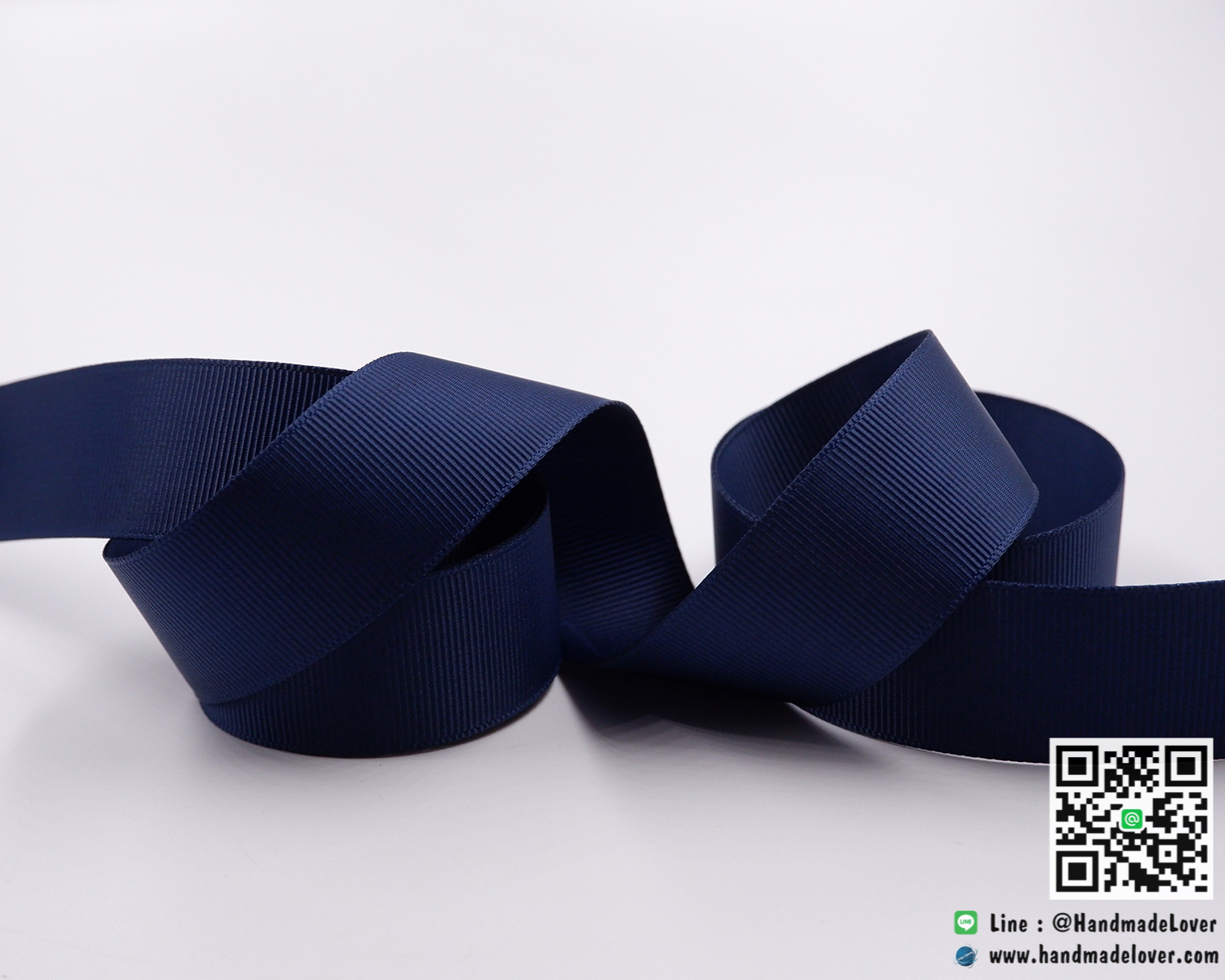 ริบบิ้นผ้า กรอสเกรน สีกรมท่า ขนาด 25 mm. [สีพื้น]