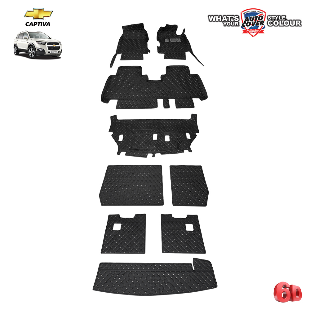 พรมรถยนต์ 6D รถ CHEVROLET CAPTIVA ปี 2007-2018 จำนวน 9 ชิ้น ชุดเต็มคัน รวมแผ่นท้ายและหลังพนักพิง