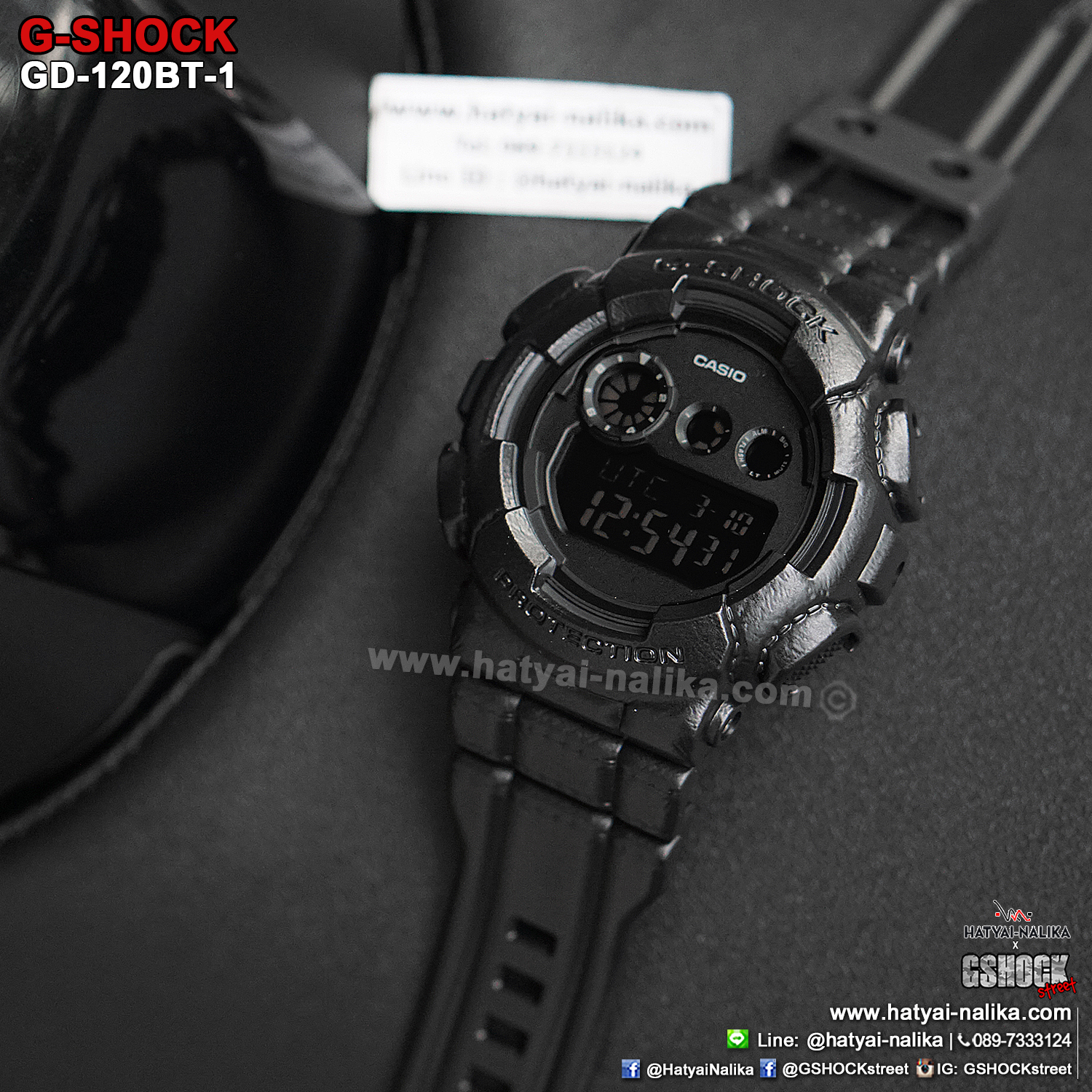 นาฬิกา Casio G-Shock Limited Black Leather Texture series รุ่น GD-120BT-1 ของแท้ รับประกัน1ปี
