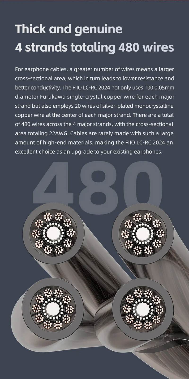 FiiO LC-RC 2024 รุ่นใหม่ปี 2024 สายอัพเกรดหูฟังทองแดงผลึกเดี่ยว Furukawa ถอดเปลี่ยนปลั๊กได้ ประกันศูนย์ไทย