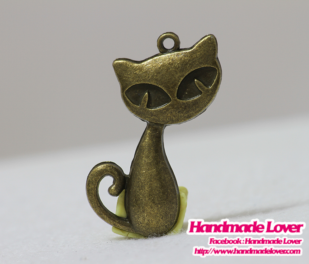 จี้โลหะ,ตัวห้อยซิป แมว สีทองรมดำ