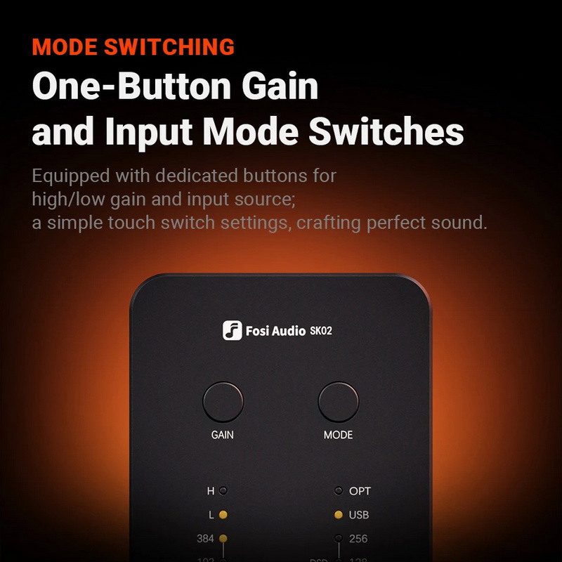 Fosi Audio SK02 DAC/AMP ตั้งโต๊ะขนาดเล็ก ชิป ESS ES9038Q2M+SGM8262 ประกันศูนย์ไทย