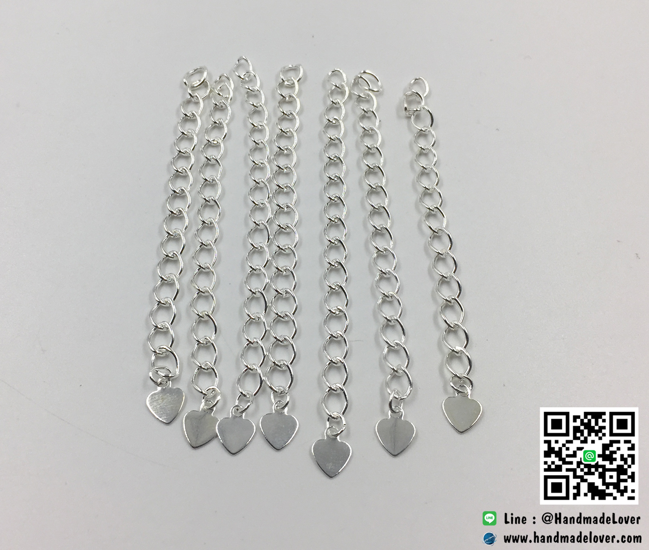 โซ่ปรับระดับ Nickel Free สีเงิน เส้นใหญ่ 8 cm. [อย่างดี จากเกาหลี] [แพ็ค 10 ชิ้น]