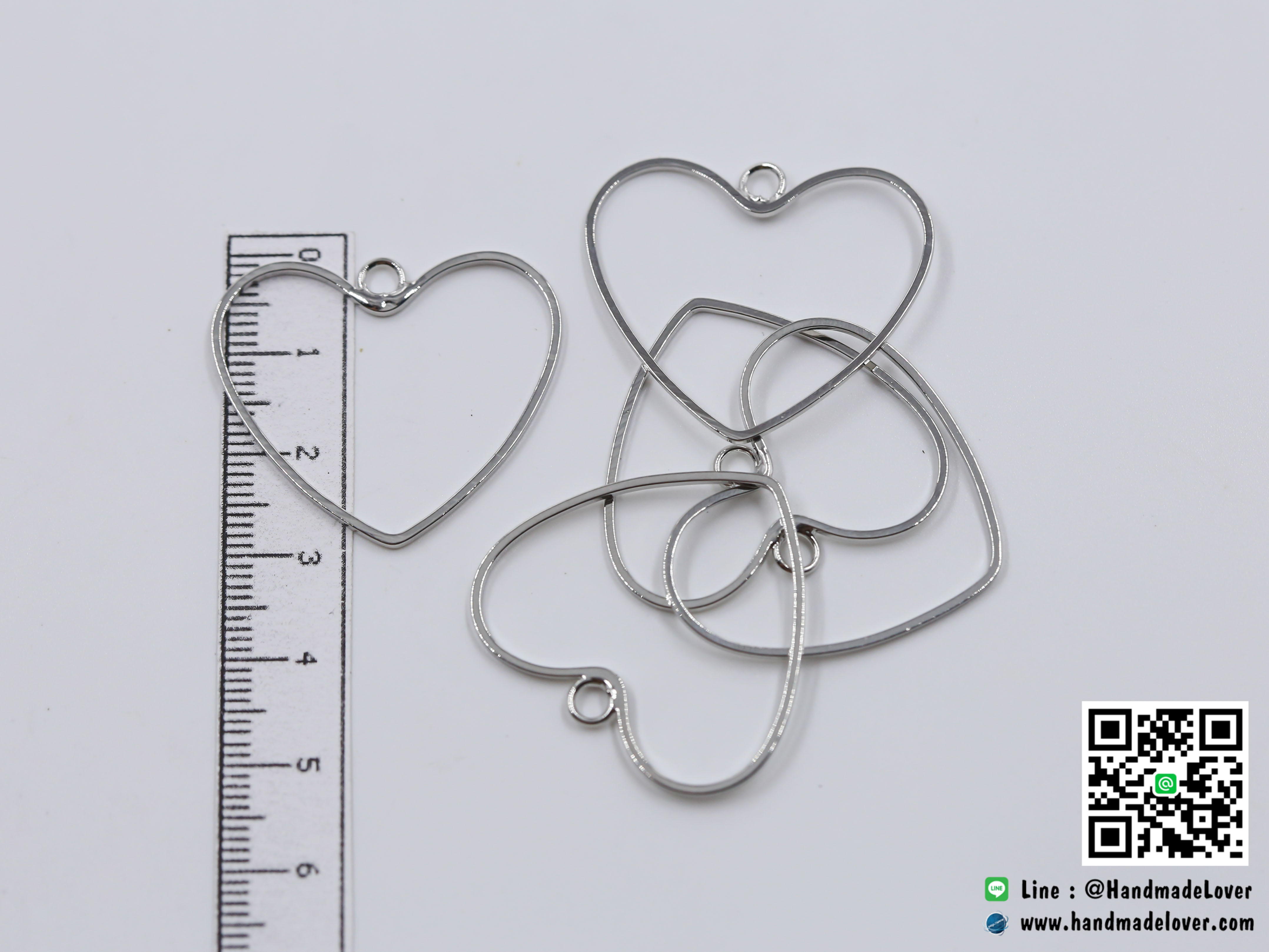 จี้โลหะ สไตล์มินิมอล ( minimal style ) รูปหัวใจ (ใหญ่) สีนิเกิล ขนาด 28*32 mm.