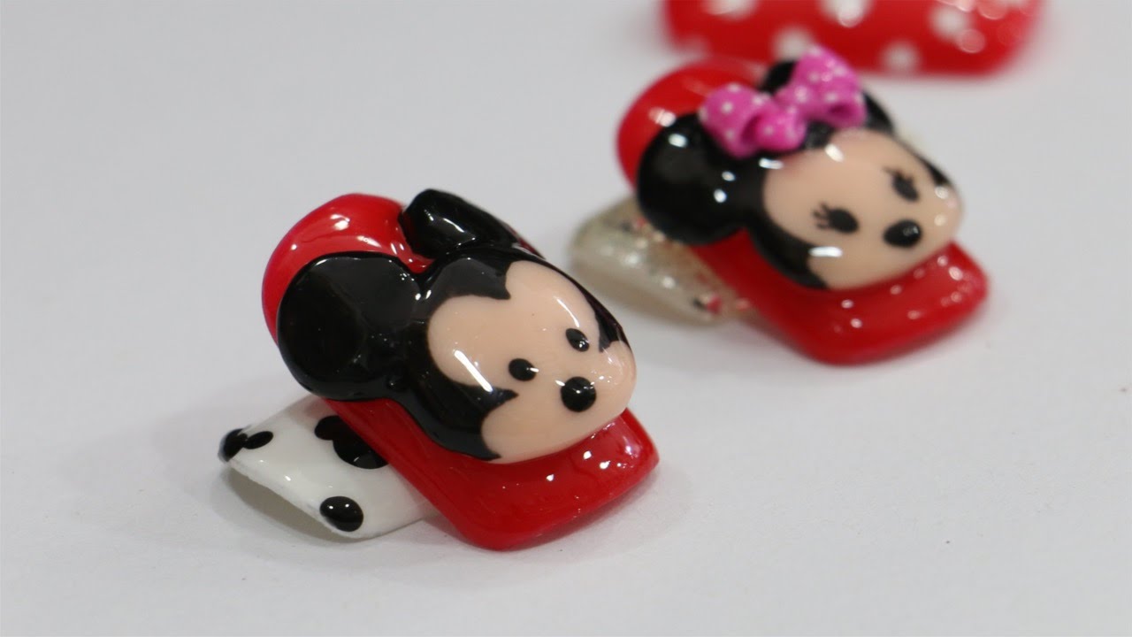 ปั้นนูนเจล ลายเล็บมิกกี้เมาส์ Mickey Mouse Nail Art Design (3D)