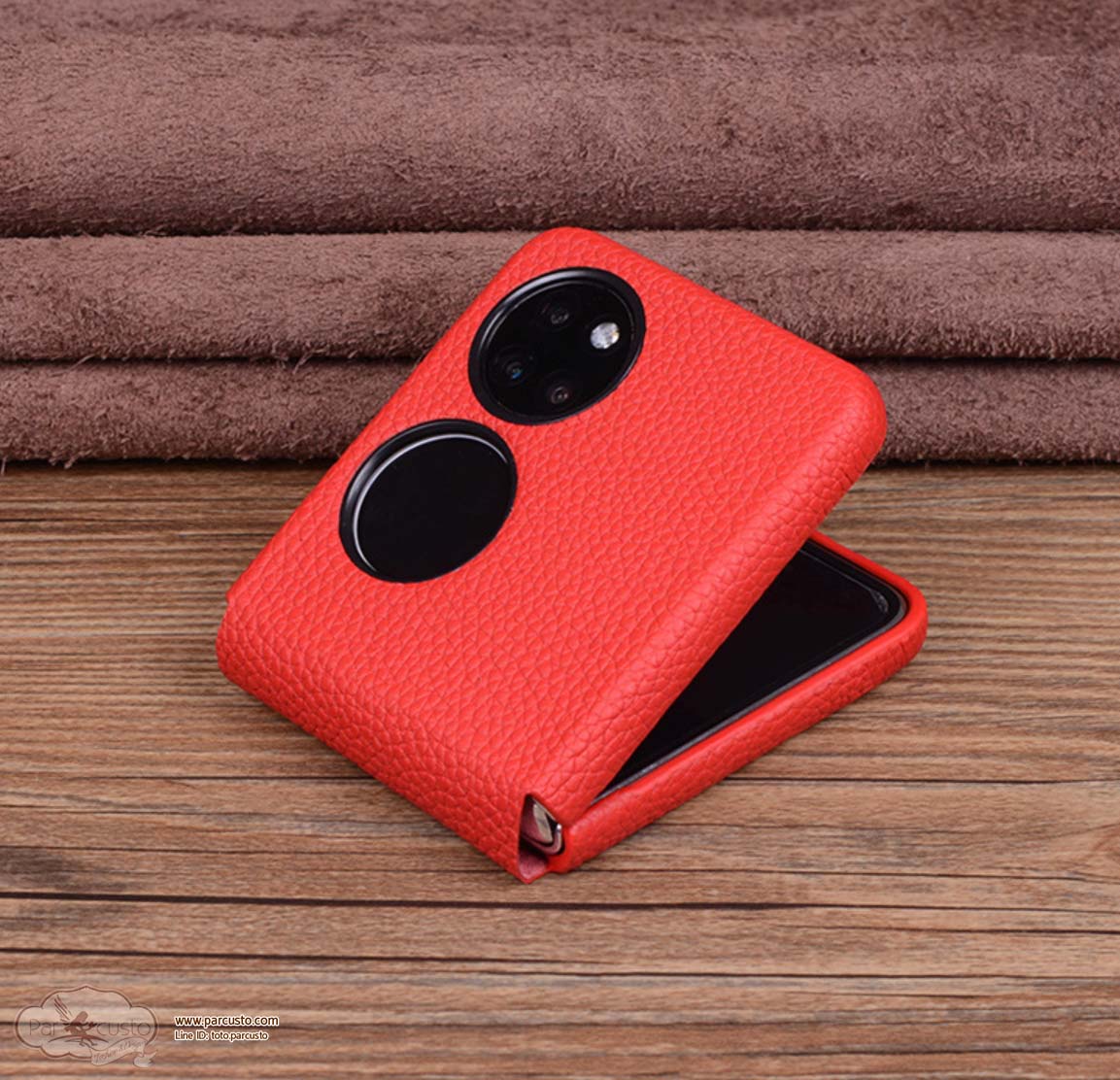 เคสหนังแท้ Huawei P50 Pocket จาก Jinhao [Pre-order]