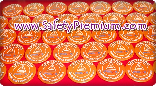 ตัวอย่างเข็มกลัด Certified Overhead Crane Users 44mm