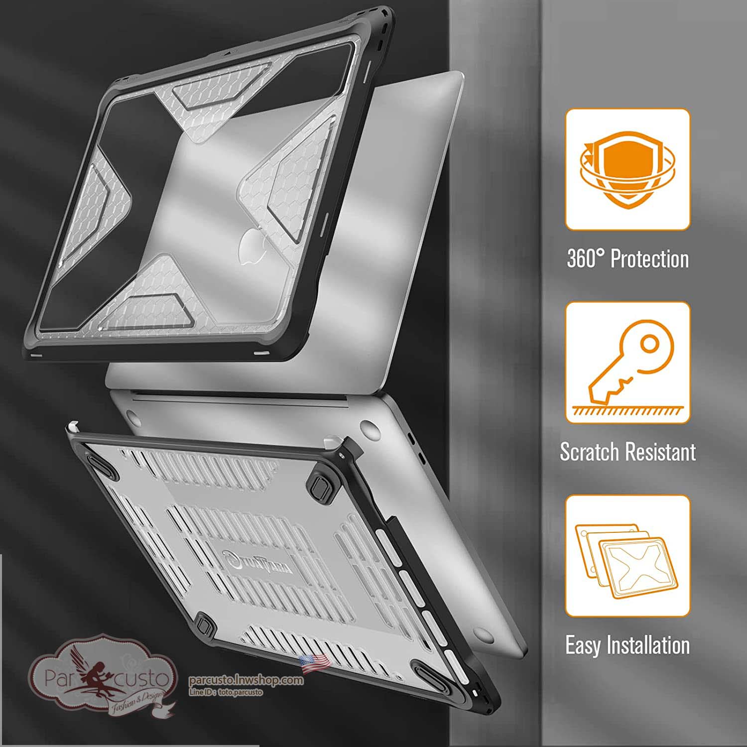 เคสกันกระแทก MacBook Pro 13 (2016-2022) [Heavy Duty] จาก Fintie [Pre-order USA]