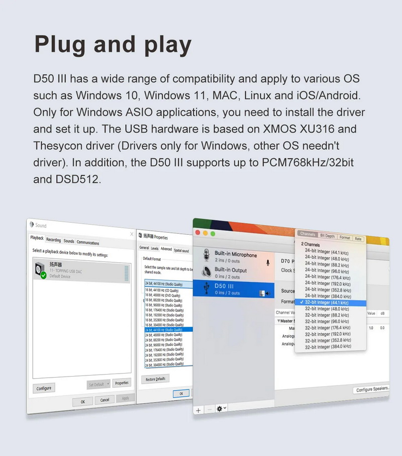 Topping D50III DAC ตั้งโต๊ะระดับ HiFi ชิป ES9039Q2M x2 รองรับ LDAC, Dual Hi-Res ประกันศูนย์ไทย