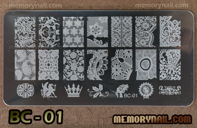 เพลทปั้มลายเล็บ รหัส BC ทรงสีเหลี่ยมผืนผ้า