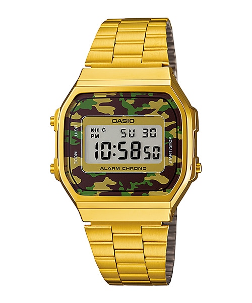 นาฬิกา คาสิโอ Casio STANDARD DIGITAL Vintage Gold Camouflage รุ่น A168WEGC-3 สีทองหน้าปัดลายพรางทหาร (ไม่มีขายในไทย) ของแท้ รับประกัน 1 ปี