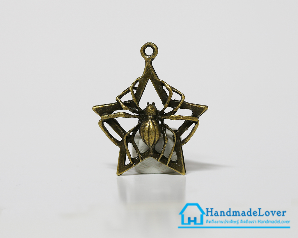 จี้โลหะ วินเทจ สีทองรมดำ รูปแมงมุมและดาว