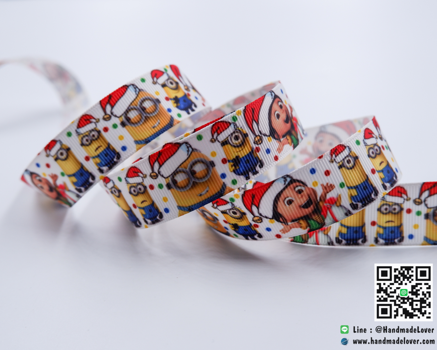 ริบบิ้นผ้า พิมพิ์ลาย Minions / มินเนียน ขนาด 22 มิล