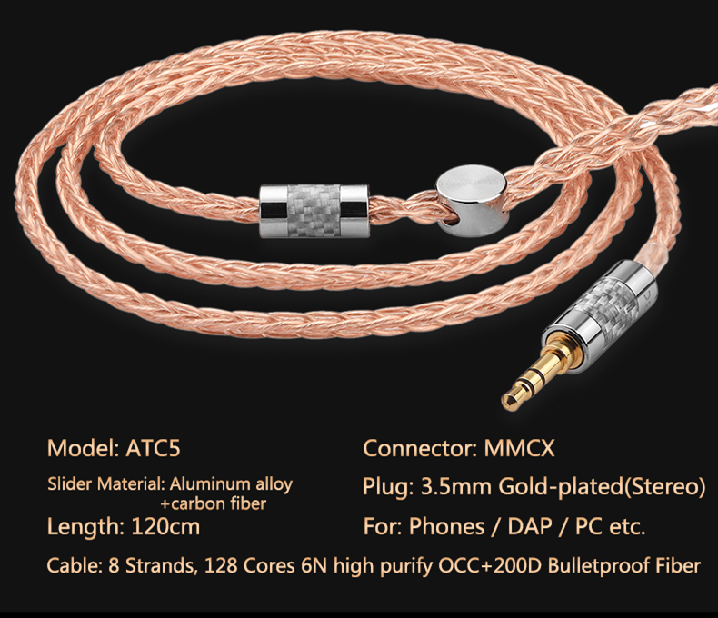 ขาย Astrotec ATC5 สายอัพเกรดหูฟัง 6N OCC 128 แกน สายถัก 8 ขั้ว MMCX