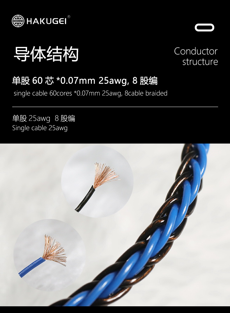 Hakugei Aledo สายอัพเกรดหูฟัง Litz 5N OCC หุ้มฉนวนถัก 8 ประกันศูนย์ไทย [Drizzy Exclusive]