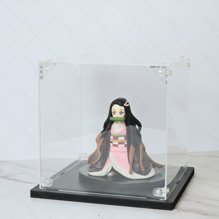 กล่องโชว์โมเดล อะคริลิคใส ฐานสีดำ แบบฝาครอบ มีให้เลือก 10 ขนาด