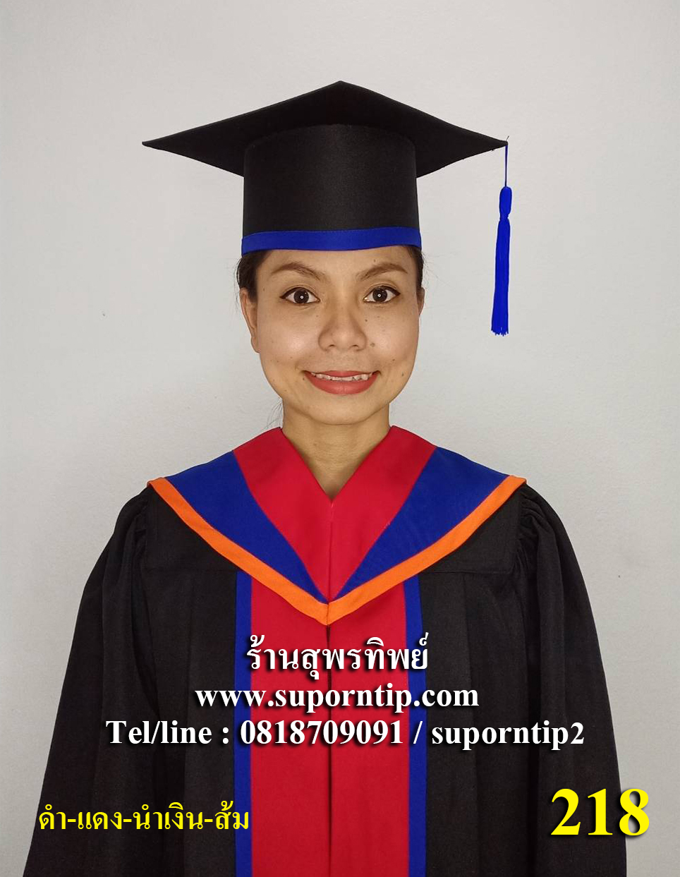 218-CR ชุดครุยอนุบาล ดำ-แดง-น้ำเงิน-ส้ม ,ชุดครุยบัณฑิตน้อย,ชุดรับปริญญาเด็ก,ชุดครุยเด็กเล็ก,ชุดบัณฑิตน้อย