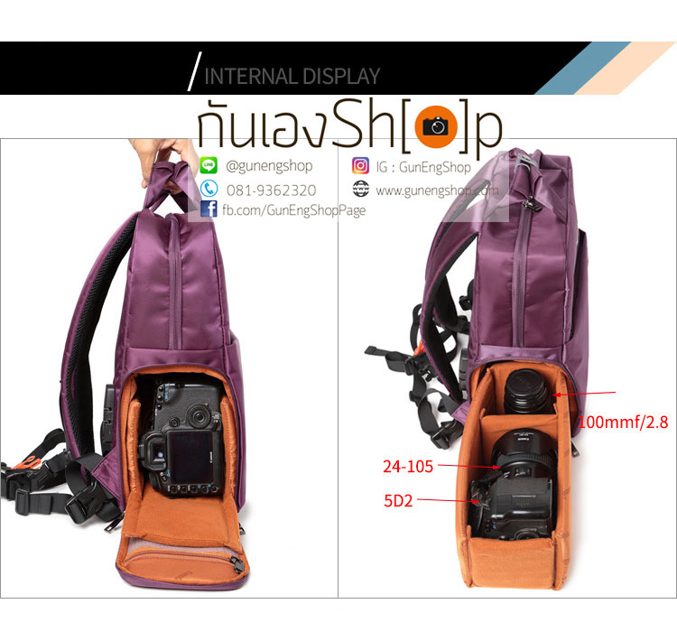 กระเป๋ากล้องเป้สะพายหลัง ผ้ากันน้ำ รุ่น Mini Camera Backpack Size L
