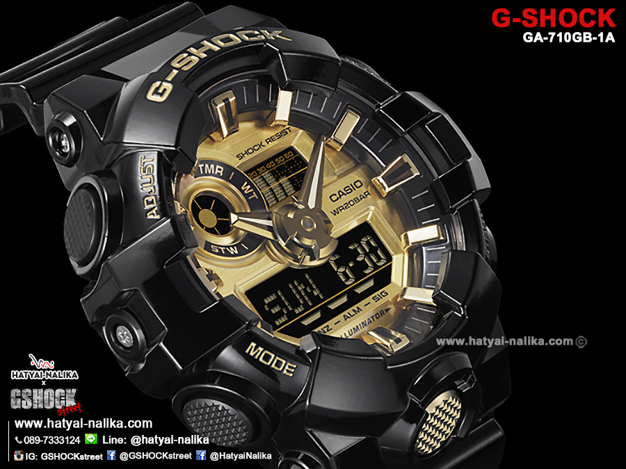นาฬิกา คาสิโอ Casio G-Shock Standard ANALOG-DIGITAL รุ่น GA-710GB-1A (สีดำทอง) ของแท้ รับประกัน 1 ปี