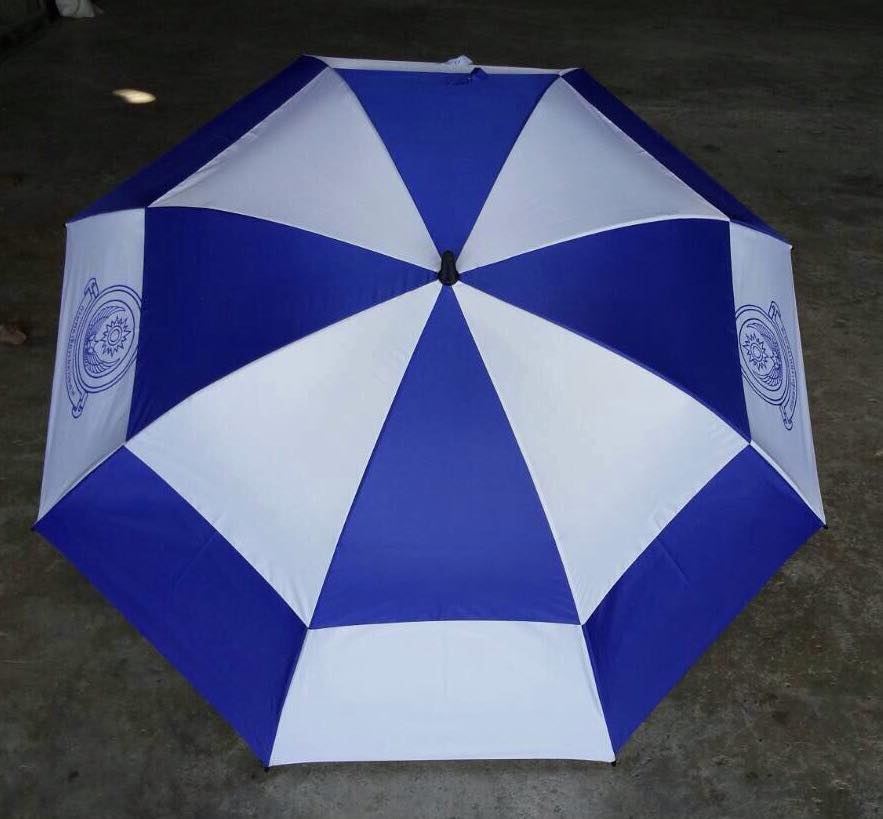 ร่มกอล์ฟ 2 ชั้น 30 นิ้ว ผ้าUV โครงไฟเบอร์ มือเปิด ปลอกผ้า สกรีนโลโก้