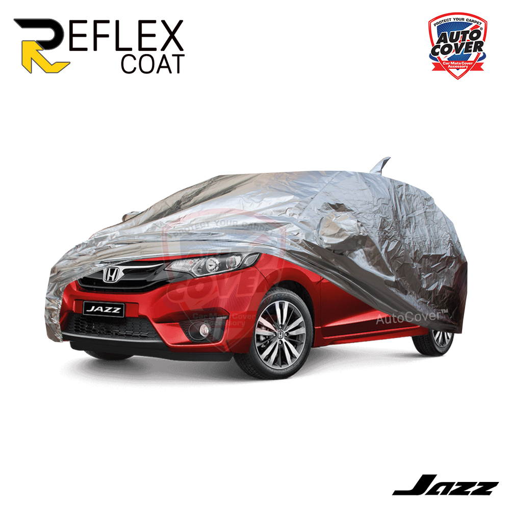 ผ้าคลุมรถเข้ารูป 100% รถ HONDA JAZZ (GK) ปี 2014-2020 ผ้าคลุมกันแดด กันไอร้อน กันน้ำ รุ่น REFLEX COAT