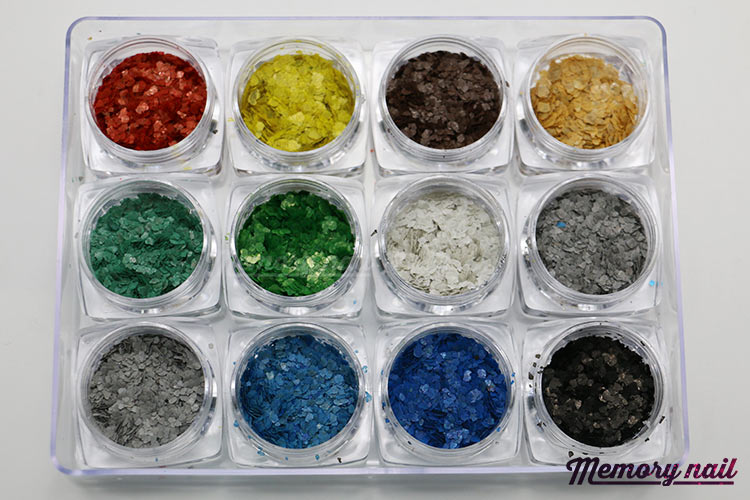 พลาสติกคล้ายเปลือกหอย แบบแผ่นขนาดเล็ก ชุด 12 สี