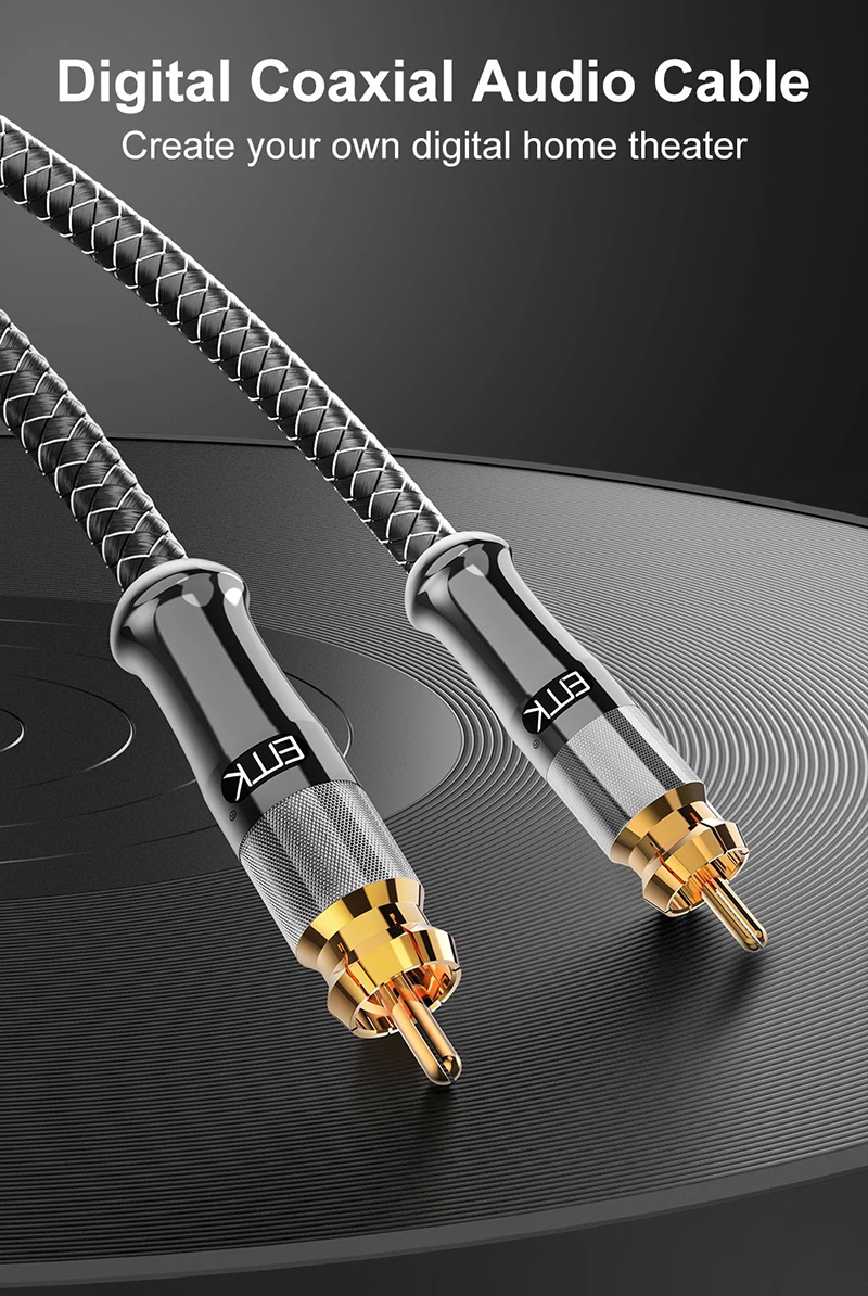 ERTK SilverCoaxial สายสัญญาณ SPDIF , RCA สำหรับ ลำโพง แอมป์ DVD CD เครื่องเสียง คุณภาพสูง