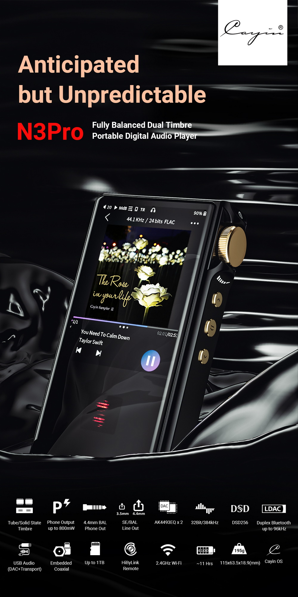 ขาย Cayin N3 Pro Dap พกพา ชิป Dual AK4493 DAC รองรับ Hi-Res , Wireless DAC