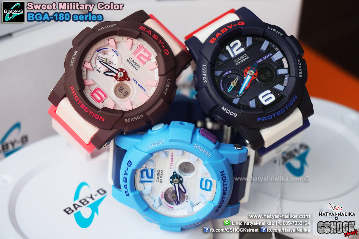 นาฬิกา คาสิโอ Casio Baby-G Standard ANALOG-DIGITAL รุ่น BGA-180-2B2 ของแท้ รับประกัน1ปี