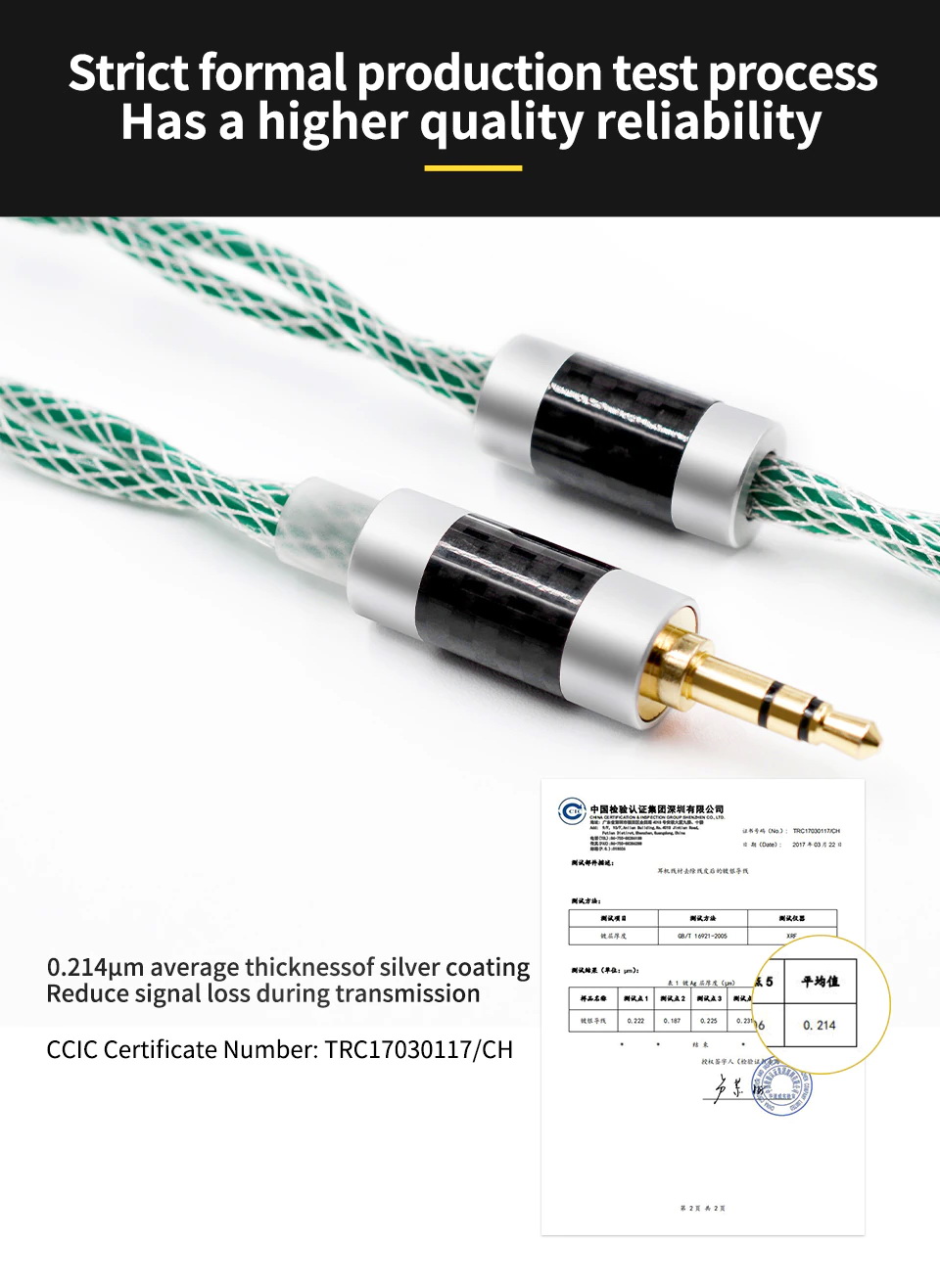 สายหูฟัง KZ NEO VENOM สาย OFC ชุบเงินถักขั้ว KZพินC