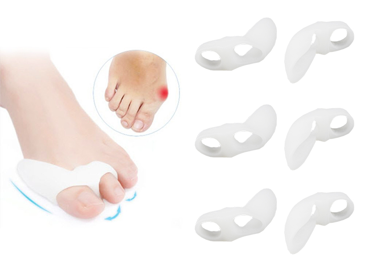 ซิลิโคนคั่นนิ้วเท้าแบบสวม (นิ้วโป้ง/นิ้วชี้/กลาง) 2รู ลดการเสียดสีในการเดิน (x3คู่)