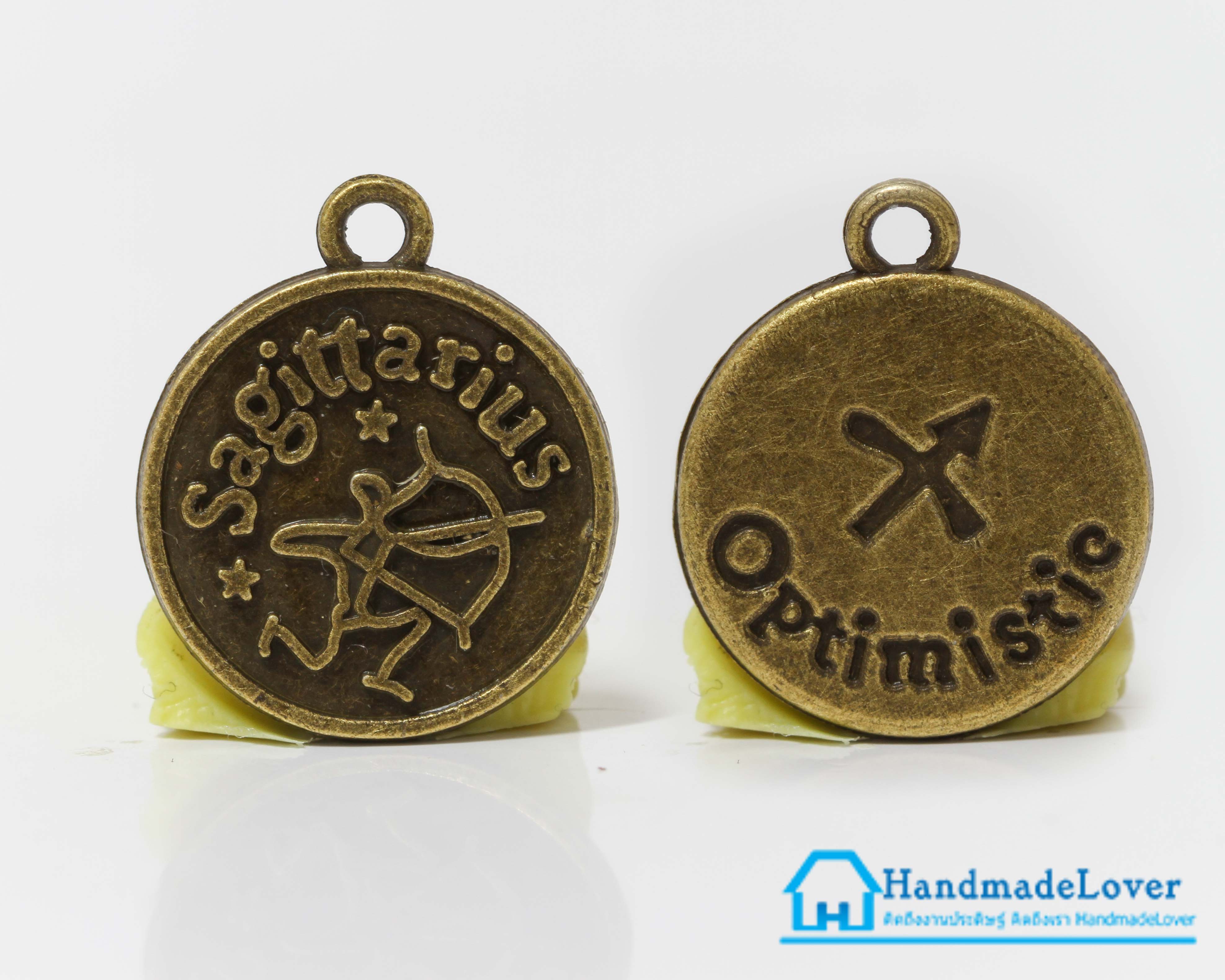 จี้โลหะ สีทองรมดำ ราศีธนู (Sagittarius Zodiac) [เล็ก]