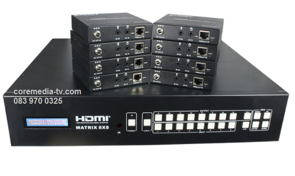 8x8 4K HDBaseT matrix switch over 100m extender ราคาพิเศษ Coremedia-TV