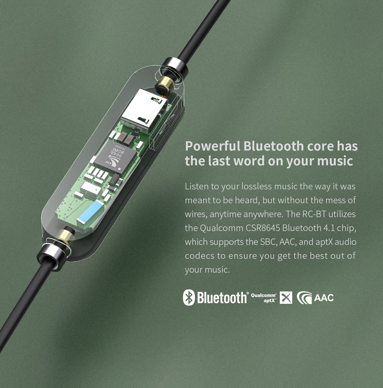 ขาย FiiO RC-BT สาย Bluetooth พร้อมไมค์ขั้ว MMCX รองรับ Aptx aac