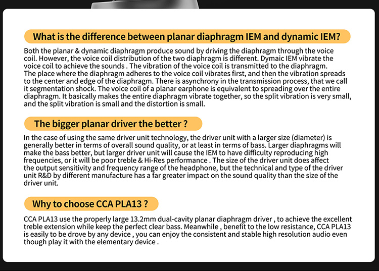 CCA PLA13 หูฟังไดรเวอร์ PLANAR 13.2 mm ประกันศูนย์ไทย