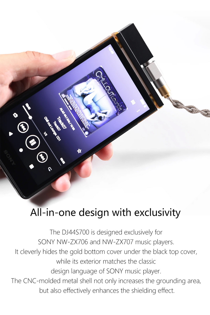 DD DJ44S700 อะแดปเตอร์กราวด์พิน 4.4 มม. สำหรับ SONY NW-ZX706และ NW-ZX707 ให้เสียงที่ดีขึ้น