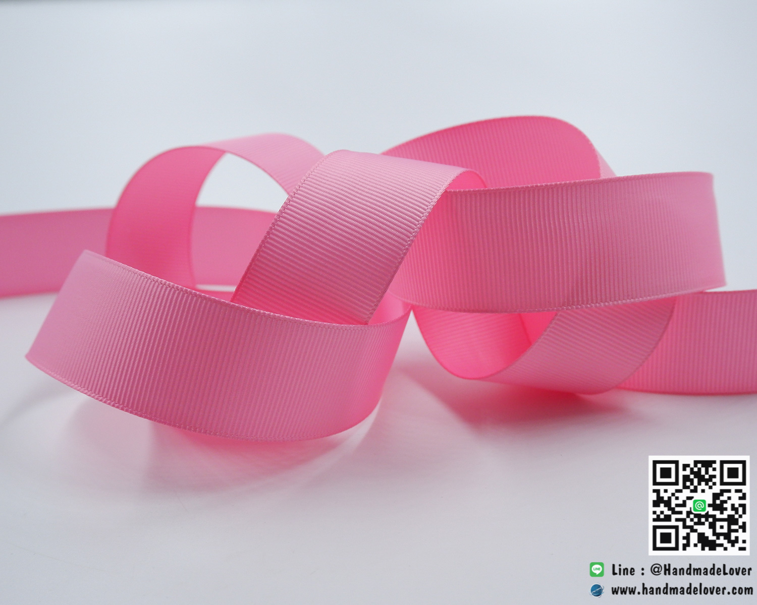 ริบบิ้นผ้า กรอสเกรน สีชมพูอ่อน [153] ขนาด 25 mm. [สีพื้น]