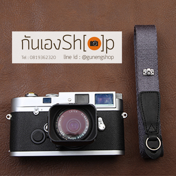สายคล้องกล้อง cam-in สีพื้นเส้นเล็ก สีเทา แบบห่วง 25 mm