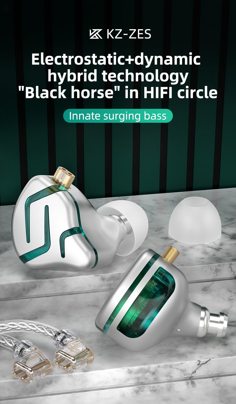 ขาย KZ ZES หูฟัง 2 ไดรเวอร์ Electrostatic + Dynamic ประกันศูนย์ไทย