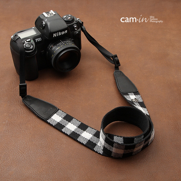 สายคล้องกล้องสวยๆ ลายสก๊อตสีขาวดำ cam-in Scott Black and White