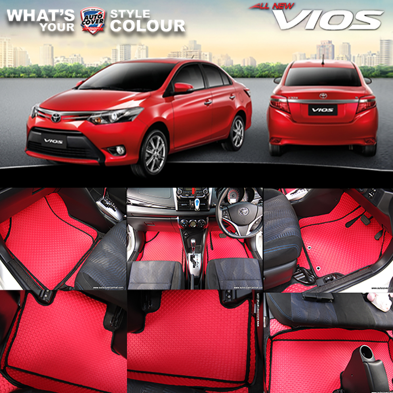 พรมปูพื้นรถยนต์ รถ TOYOTA VIOS ปี 2014 - 2021 พรมกระดุม ชุดภายในห้องโดยสาร จำนวน 14 ชิ้น