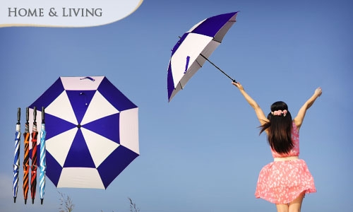 ร่มกอล์ฟ32นิ้ว 2 ชั้น ผ้าร่มเคลือบยูวี สลับสี โครงไฟเบอร์ มือเปิด ด้ามโฟม ปลอกผ้า คละสี