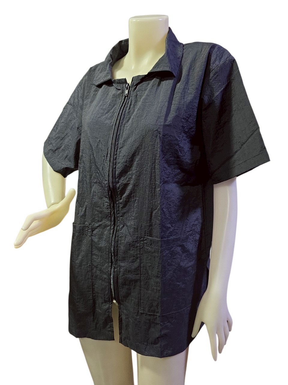 Dogtalog DogTaLog : Groomer Apparel เสื้อคลุมผ้าร่ม เสื้อคลุมตัดขน เสื้อคลุมช่าง เสื้อตัดขนหมา : แบบคอปก สีดำ