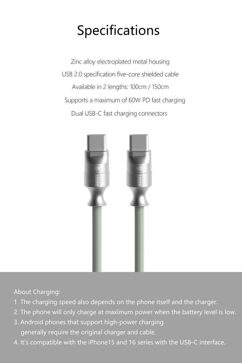 DD PC02C สายชาร์จและส่งข้อมูลความเร็วสูง แบบ TypeC to TypeC ประกันศูนย์ไทย