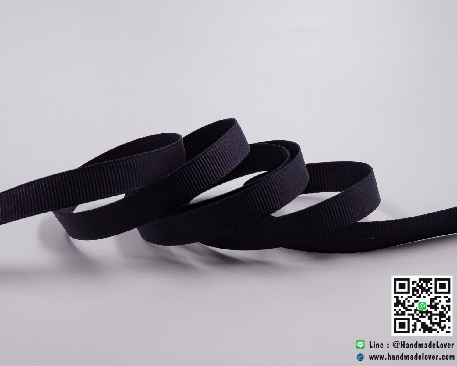 ริบบิ้นผ้ากรอสเกรน สีดำ ขนาด 9 มม. [สินค้าหมวดไว้ทุกข์]